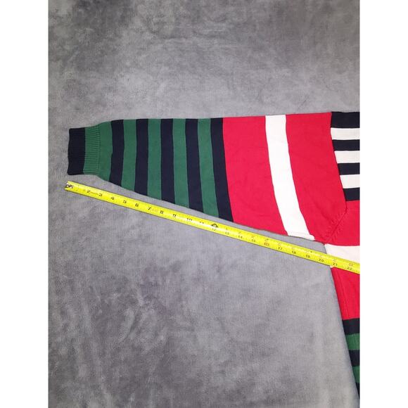 Tommy Hilfiger SZ L Jumper Sweater Men's Red Striped Knit Long Sleeve C19-18 - Picture 4 of 8